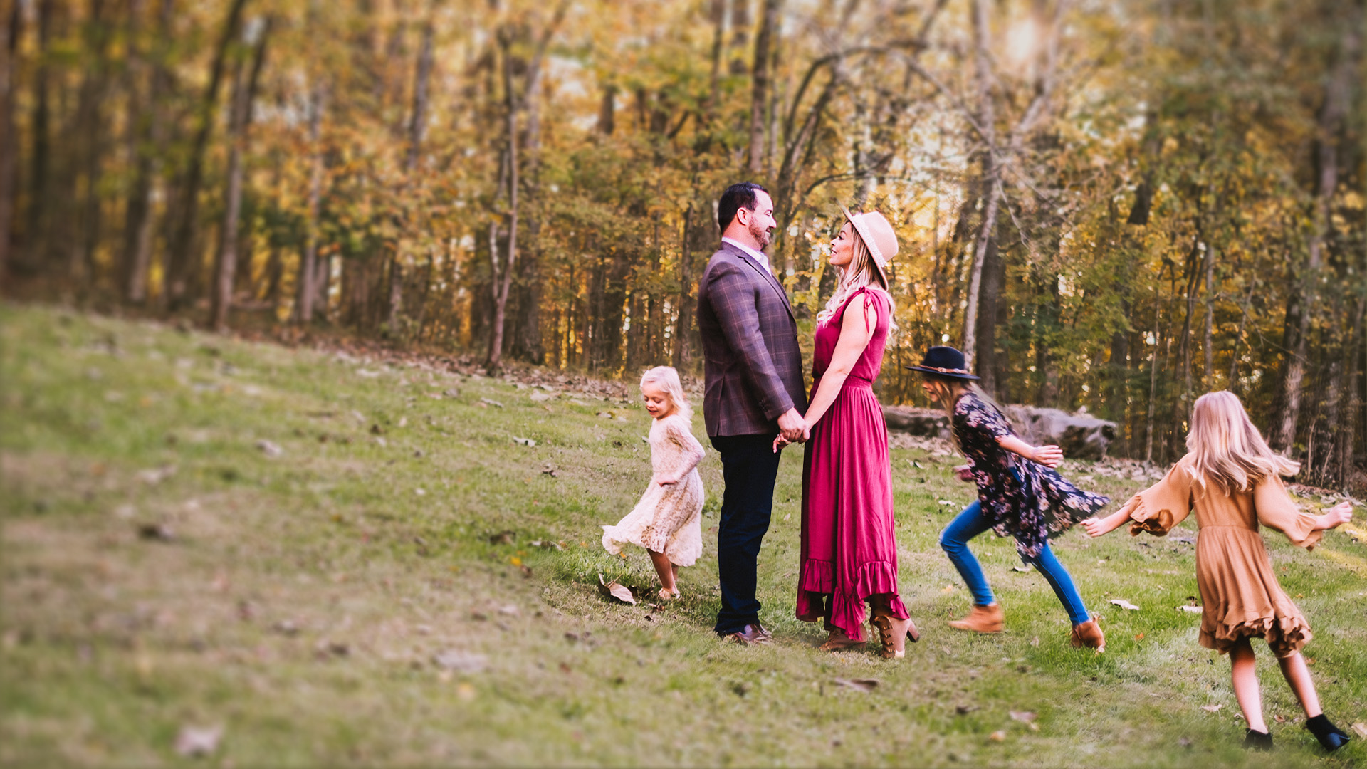 Alan Keck with family in the woods